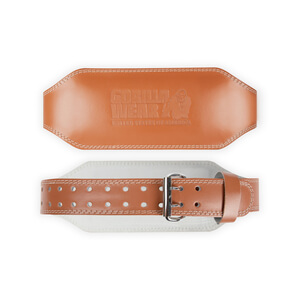 6 Inch Padded Leather Belt, brown, large/xlarge