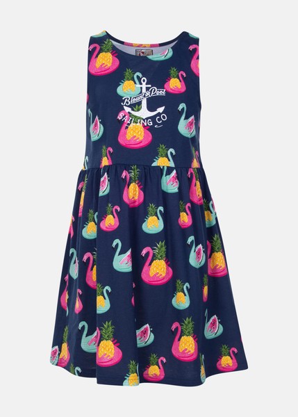 Jungle Dress Jr, Navy Flamingo Pineapple, 140, Strandkläder