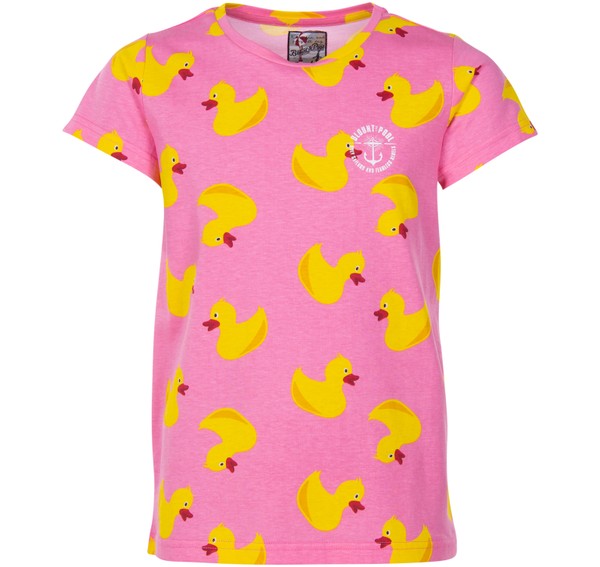 Jungle Tee Jr, Pink Yellow Duck, 150, Strandkläder