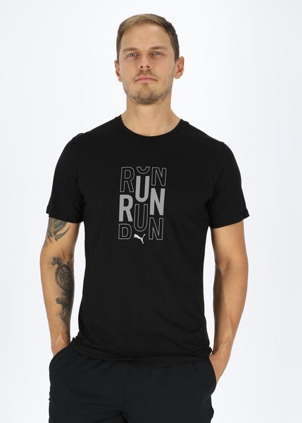Run Logo Ss Tee M, Puma Black, M, Tränings-T-Shirts