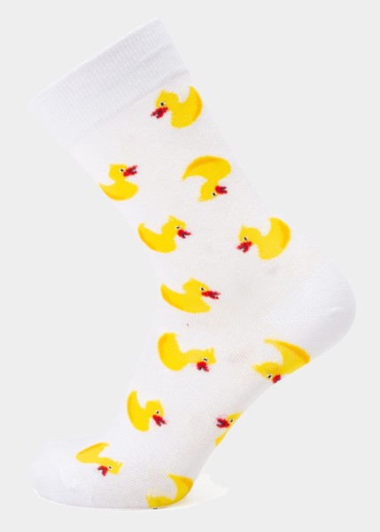 Tropical Sock Jr, White Yellow Duck, 26-30, Bomullsstrumpor